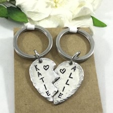 Best Friends Key Chain Set, handmade, hand-stamped, twins, cousins