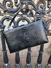 Bolso de Mano Negro Rebellado Isósceles Trapezoidal Mango Superior NUEVO