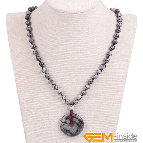 Natural Assorted Gemstones Donut Charms Pendant Necklace Jewelry Handmade 18-16" - Foto 78 di 175