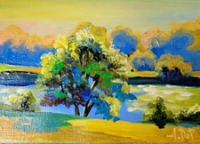 Original acrylic /canvas paper painting* 5"x 7"landscape