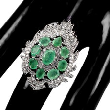 925 Sterling Silver Ring Oval Emerald 7x5mm Natural Gemstone Jewelry