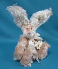 Long Mohair Fully Jointed 12” Bunny Rabbit by Artist Dodie Moore From the Garden
