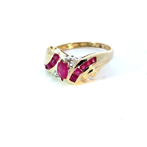 Red Stone Lady's Stone Ring 10K Yellow Gold 2.5g Size:6.75 (MI1070806) - Picture 8 of 14
