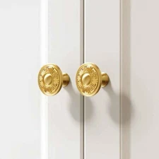 Golden Round Solid Brass Wardrobe Door Bucket Cabinet Handle Knob Pull Handle