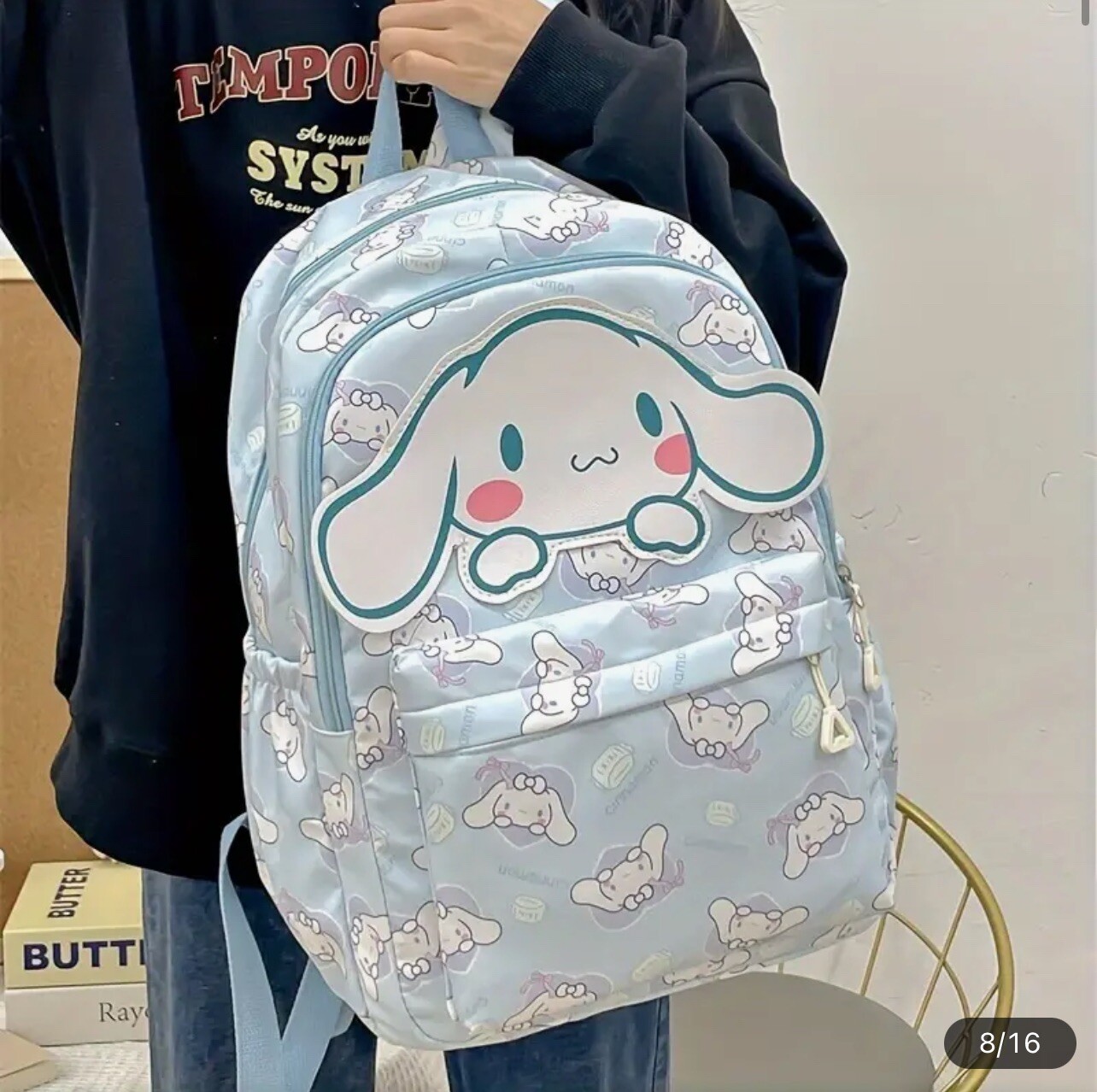 Sanrio Cinnamoroll Patterned BackPack Bag Blue Back To School Kawaii NEW