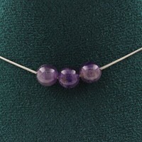 Halskette 3 Perlen Amethyst 8 Mm. Kette Aus Edelstahl Halskette Damen, Hom