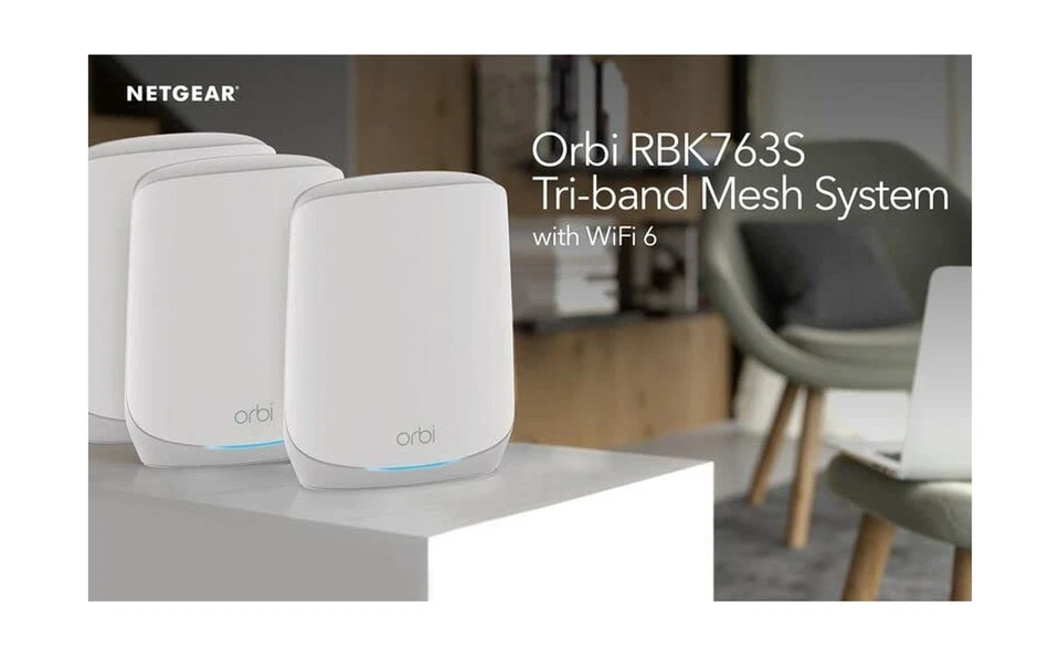 Netgear RBK763S-100NAS Orbi Tri-Band WiFi 6 Mesh System Router + 2 Satellites - Image 3 of 4