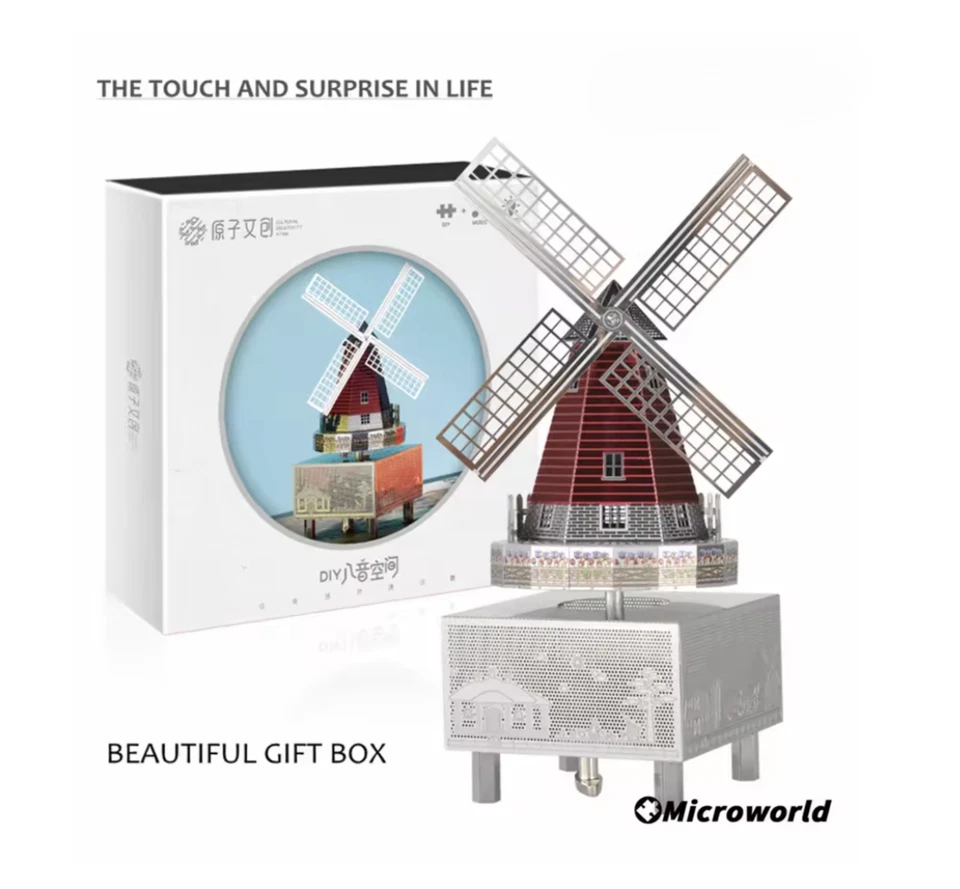 Windmill Music Box 3D Metal Model Kit DIY Laser Cut Puzzle with Movement - Image 2 of 4