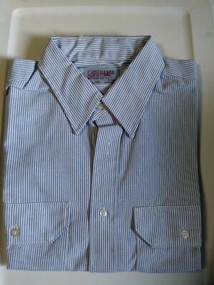  Red Kap Uniform Shirt Large L - SSL Striped Blue White USA Vintage New