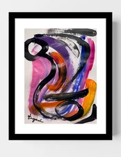 GUAJARDO Original Neo Expressionism Curvy  14x11 Paper Signed Art