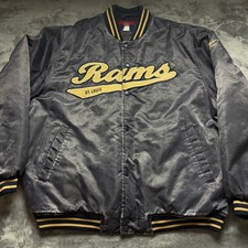 Vintage St. Louis Rams Bomber Jacket Men Large Black Reebok Football Embroidered