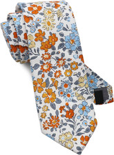 Ties for Men Floral Printed Skinny Tie Cotton Self-Tie Neck Tie for Wedding Part