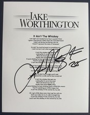 JAKE WORTHINGTON SIGNED IT AIN’T THE WHISKEY LYRIC SHEET AUTOGRAPH AUTHENTIC COA