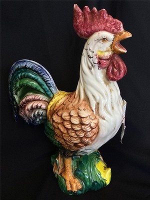++ INTRADA ITALY Handmade Ceramic Rooster Sculpture Signed 13''