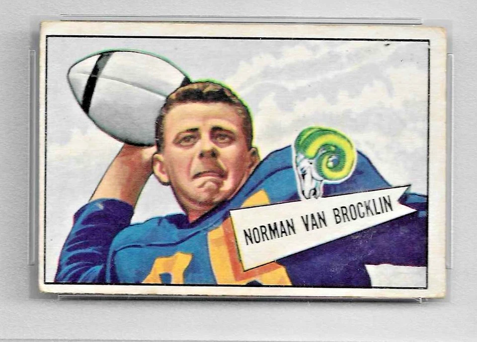 1952 BOWMAN SMALL FOOTBALL CARD #1 HOF NORM VAN BROCKIN GRADED PSA 3 NQ NFL RAMS - Image 3 of 4