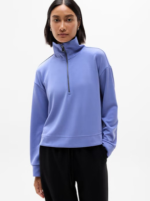 New Athleta M Seasoft 1/4 Zip Sweatshirt Dusk Purple Medium