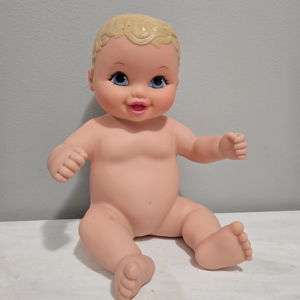 Vintage 2005  Lauer Toys Water Baby 10” Rubber Doll Blonde Bright Blue Eyes - Image 2 of 4