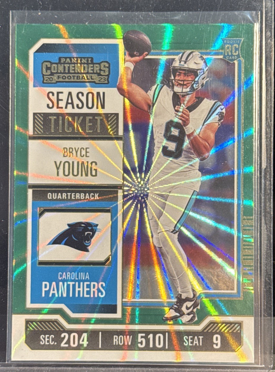 2023 Panini Contenders - Season Ticket Green Laser #15 Bryce Young (RC)