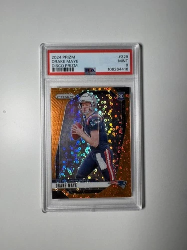 Drake Maye 2024 Prizm Orange Disco Rookie #329 PSA 9