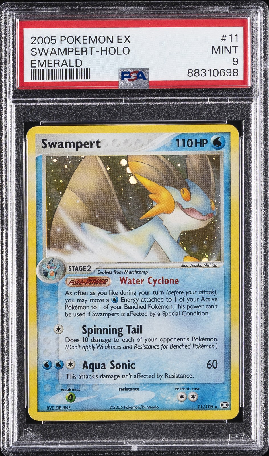2005 POKEMON EX EMERALD #11 SWAMPERT-HOLO PSA 9