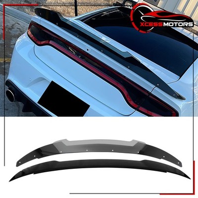 For 11-23 Charger SRT Gloss Black ABS Trunk Spoiler +PC Venom V2 Wickerbill Flap