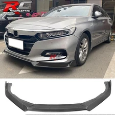 Fit 18-21 Honda Accord 10th IKON V3 Style Front Bumper Lip PP Matte Black 3PC