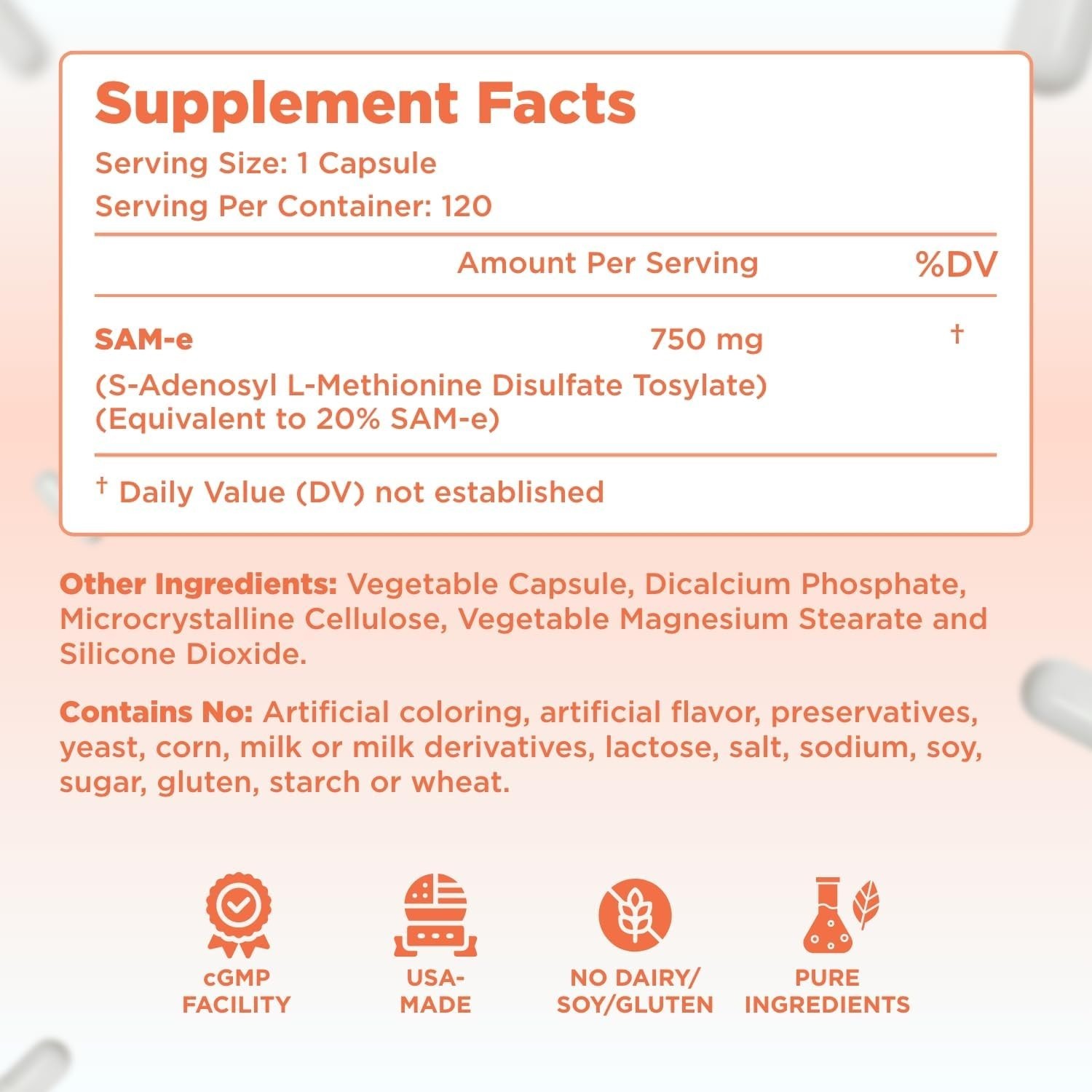 Bioactive SAM-e 750mg - High Strength SAM-e Supplement with Biologically Acti...