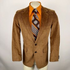 NOS Vtg 70s Blazer Corduroy Leisure Jacket Suit Sport Coat Disco Mod USA Mens 39
