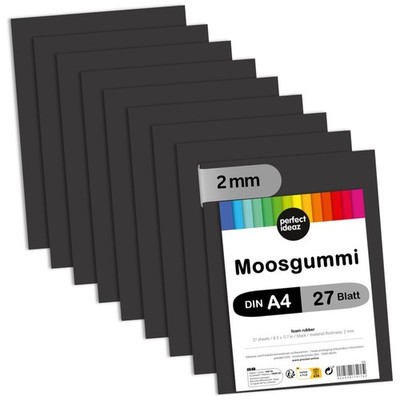 perfect ideaz Moosgummi A4 27 Blatt 2mm Bastelmaterial farbig Schaumstoff Platte