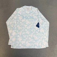 HUK Performance Shirt Mens Size Large Blue White Long Sleeve NEW