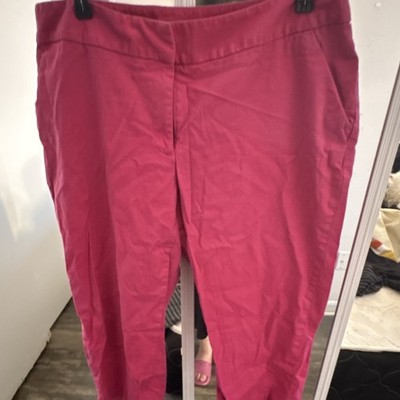 Rafaella Studio Pink Women's Pants Button Accent Flat Front Solid Plus