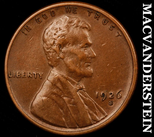 1926-S Lincoln Wheat Cent- Extra Fine Semi Key Better Date No Reserve  #G6455