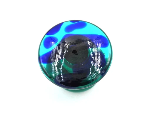 Vintage Blenko Glass Mushroom Paperweight - #7020S - Surf Green & Turquoise