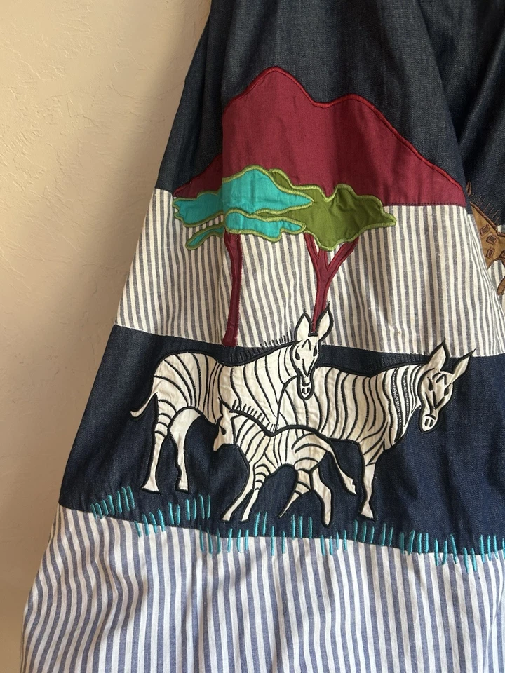 Maxi Falda Midi Vintage Southern Image XL Animales Cebra Jirafa Novedad Años 90 80 Foto 4 de 4
