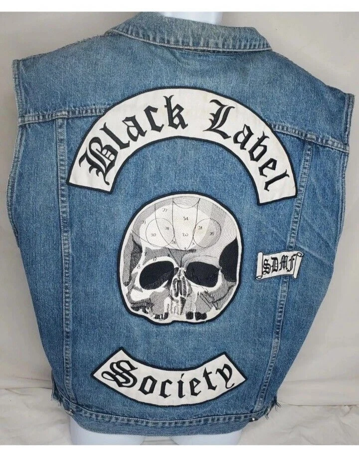 Zakk Wylde Genuine Denim Vest Jacket Black Label Society Biker Patche's