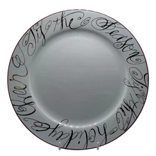 ROSANNA "Tis The Season" 12" Holiday Christmas Cake or Serving Plate Gold Script