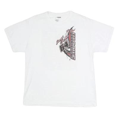 JERZEES T-Shirt Course Graphique Signé Blanc Coton Col Ras Du Cou L - Photo 1/4