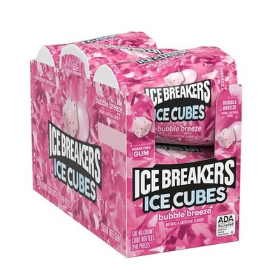 Ice Breakers Ice Cubes Bubble Breeze Sugar Free Gum 6 Bottles 40 Pieces Each
