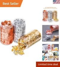 Vibrant Metallic Leaf Flakes - 3 Color Set for Stunning Crafts & Jewelry