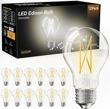 12 Pack A19 Vintage LED Edison Bulbs, Dimmable, 60W Equivalent, High