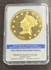 1838 American Mint Liberty Head Eagle Proof Gold Replica Coin 24k Plated "DS"