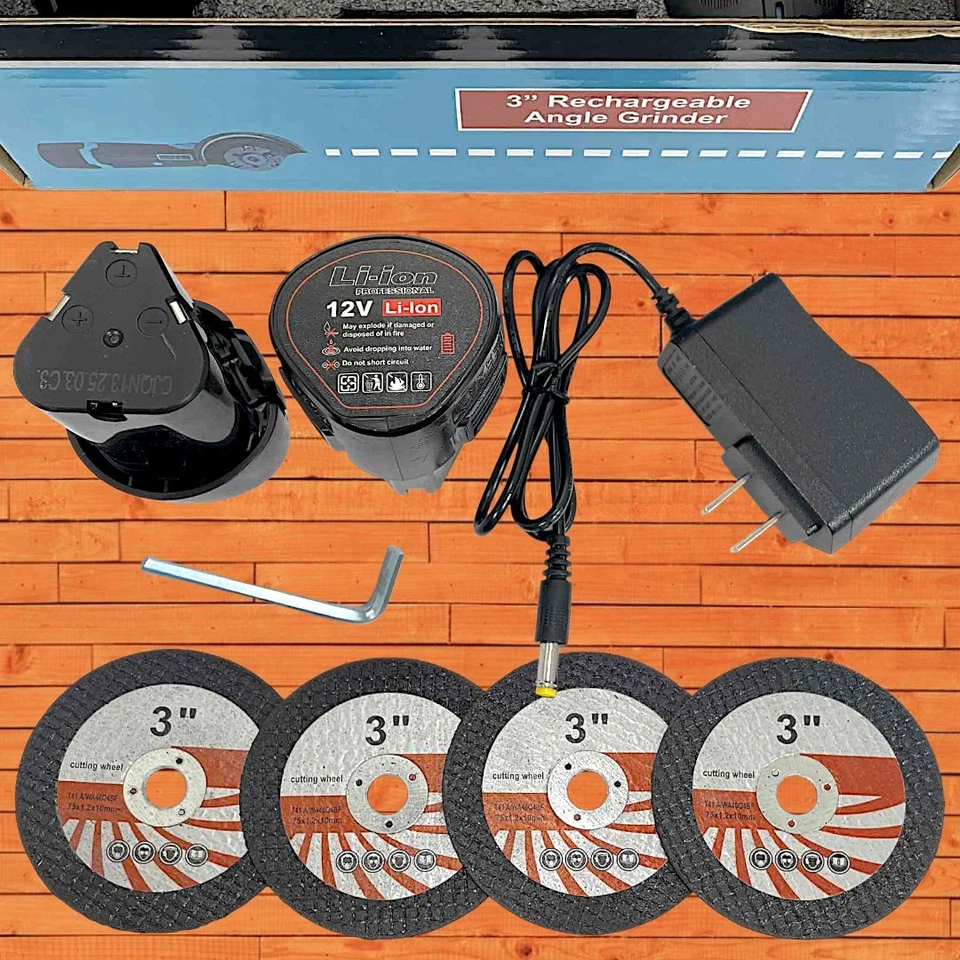 3″ Rechargeable Angle Grinder | Cordless 12V Li-Ion | Professional Power Tools - Image 4 of 4