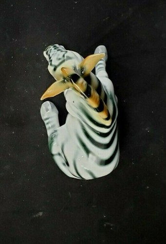 Sitting Zebra Porcelain Bone China Figurine Black & White Brown - Picture 7 of 8