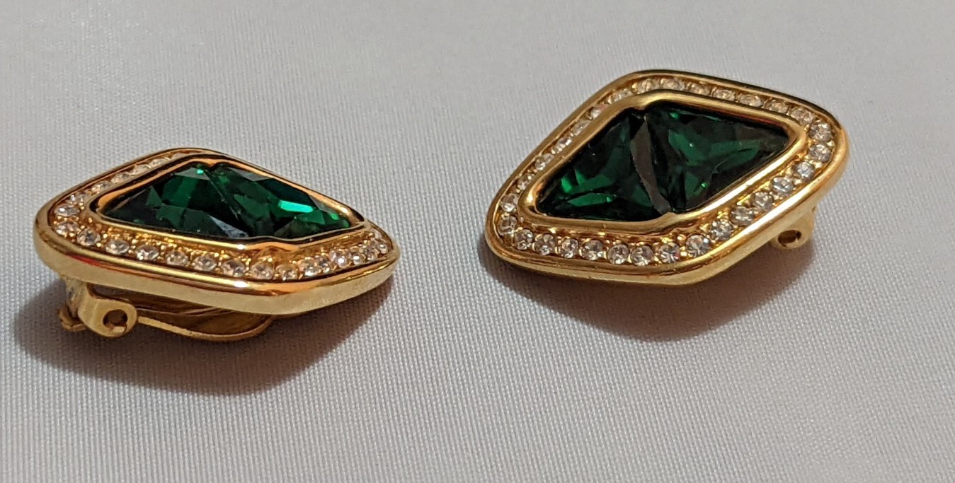 Vintage Swarovski SAL Emerald Green and Clear Rhi… - image 5