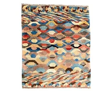 FINE GABBEH RUG, HAND MADE THICK MODERN PERSIAN WOOL CARPET (4FT X 3FT) CLEAN