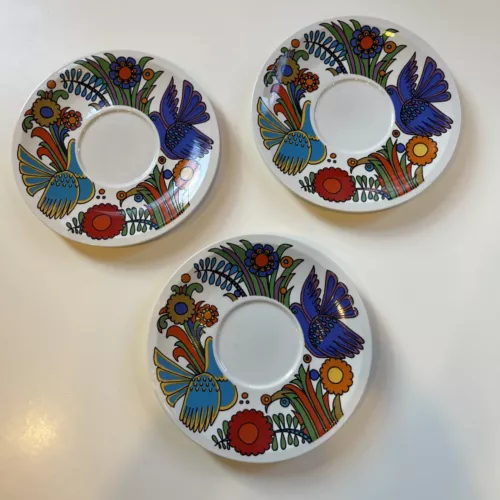 Set of 3 Villeroy & Boch Acapulco Saucer Plates 6 5/8”, Blue Stamp