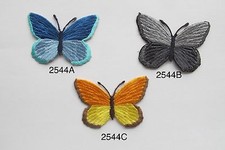  2544 Blue,Grey,Yellow/Orange Butterfly Embroidery Iron On Applique Patch