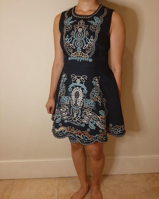 blue comino couture dress Comino Couture Embroidered Blue dress -Size 14-16