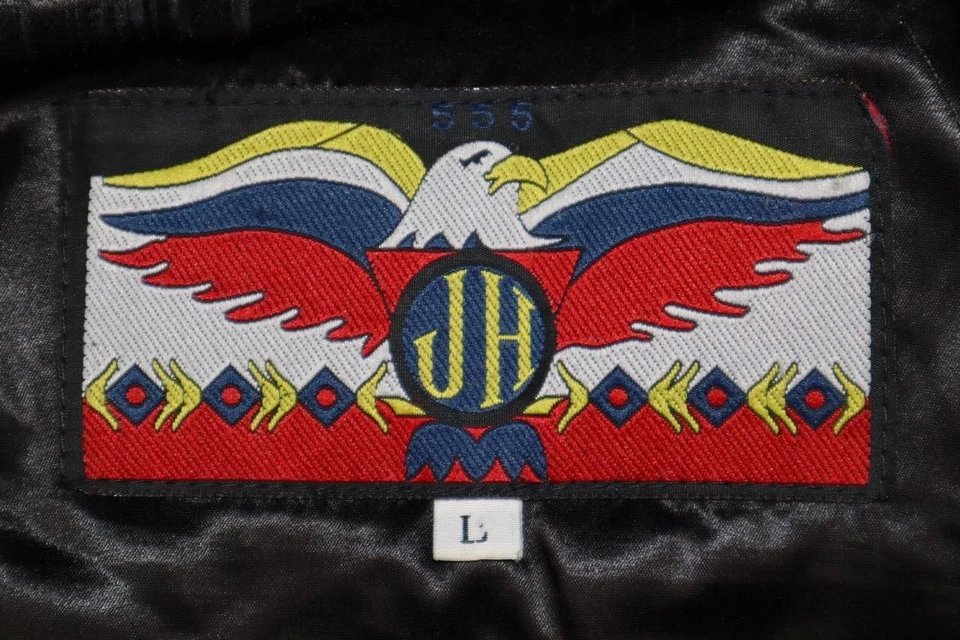 Jaqueta de couro vintage 1995 Detroit Red Wings toda preta design JH tamanho grande - Imagem 3 de 4