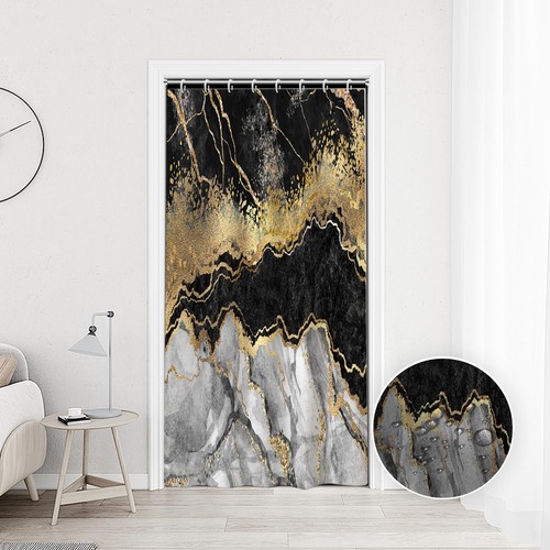 48x72inch Black and White Marble Shower Curtain Gold Glitter Splatter